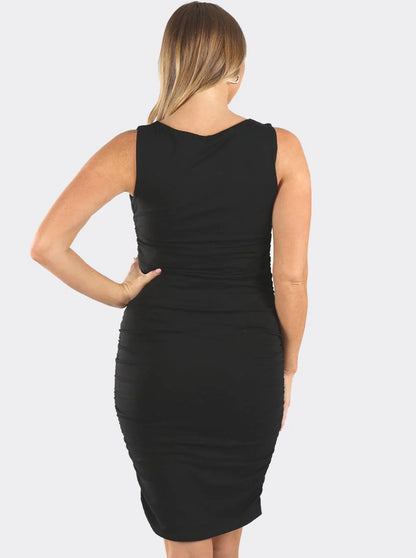 Black Bamboo Maternity Bodycon Fitted Dress
