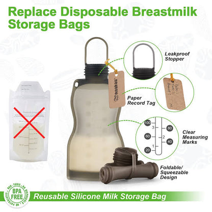 Haakaa Silicone Milk Storage Bags - 2 Pack