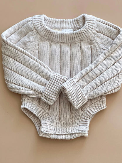Ribbed Romper - Cotton Tail